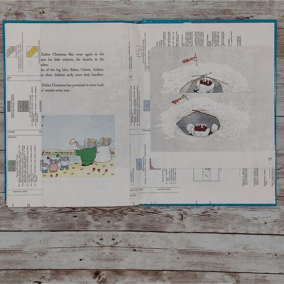 Babar and Father Christmas Altered Book Journal, Recycled Diary - Picture 7 of 16